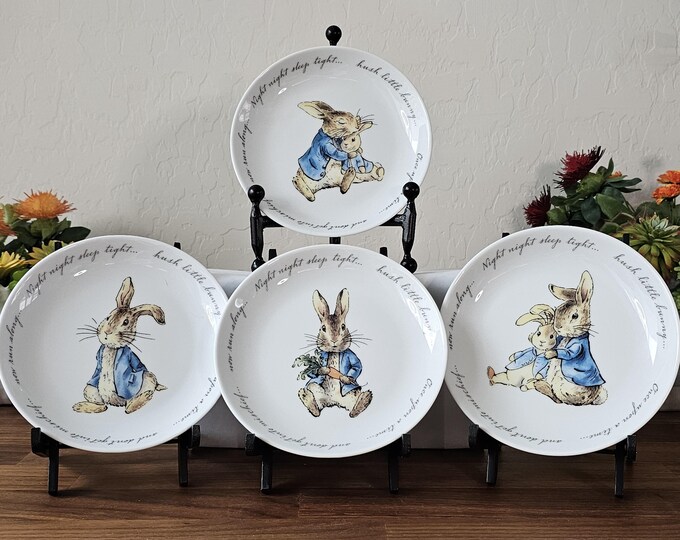 Peter Rabbit Spring Time Collection Peter Rabbit Snack Plates, Set of 4, Ceramic, Beatrix Potter, Vintage ...