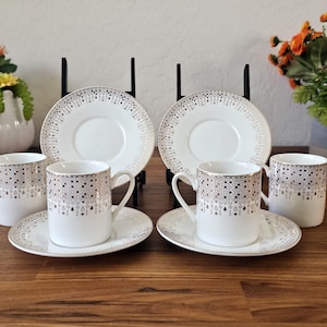 Juego de regalo de espresso, juego de 8 piezas, servicio para 4, juego de café, juego de té, taza pequeña, taza de té, estilo moderno de mediados de siglo