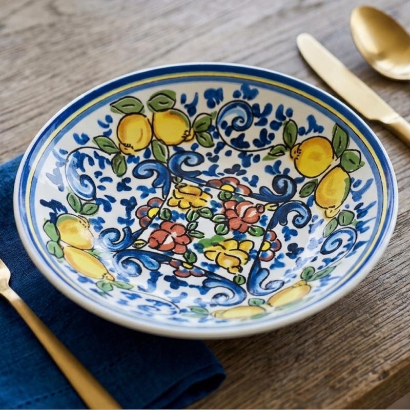 Lemon and Blue Dinnerware - Etsy