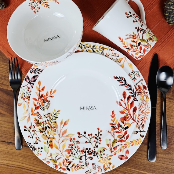 Mikasa Tivoli Spice 4pc Dinnerware Set - Autumn Plates, Bowl & Mug
