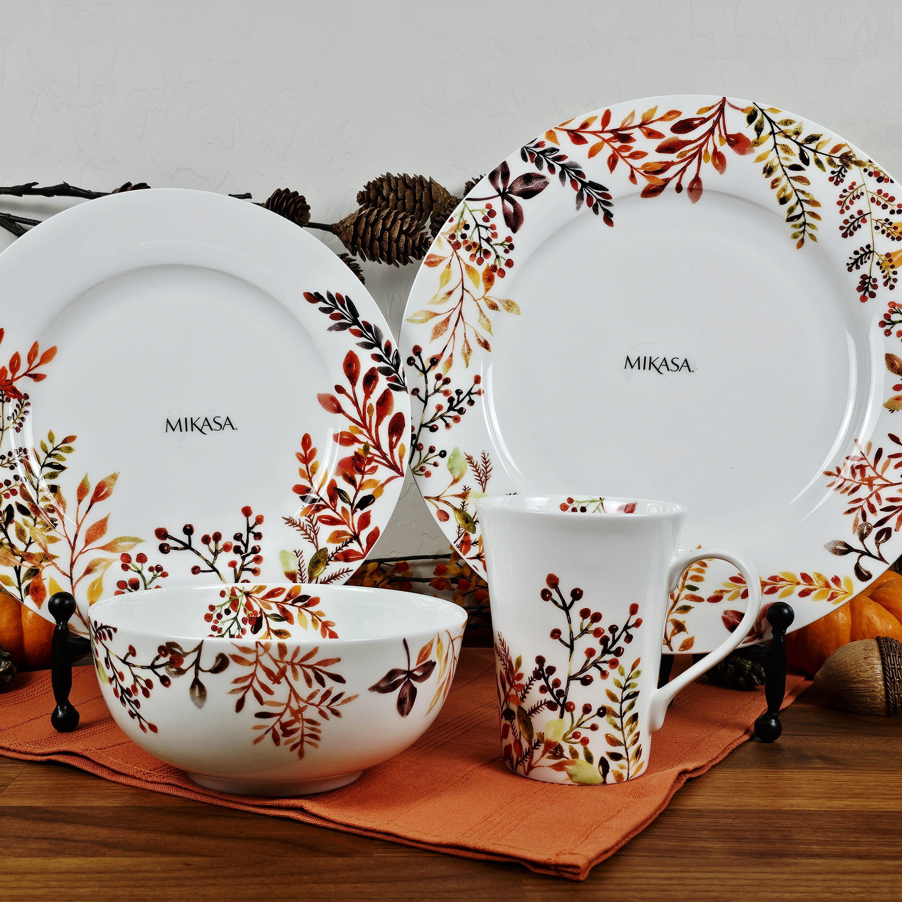 Mikasa Tivoli Spice 4pc Dinnerware Set - Autumn Plates, Bowl & Mug
