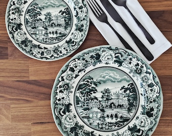 Varages Dark Green Embossed Ivy Pattern Salad Plate Made in France
