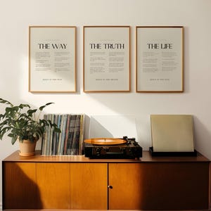 The Way The Truth The Life Set of 3 Minimalist Scripture Wall Art Printable Christian Poster Print Bible Verse Decor Jesus Art John 14:6