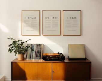 The Way The Truth The Life Set of 3 Scripture Wall Art Printable John 14:6