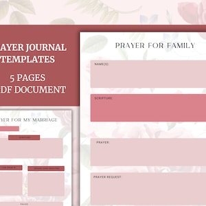 Plantillas de diario con guía de oración, indicaciones, descargas digitales, paquete de impresiones digitales cristianas, estudio bíblico, descarga instantánea, orar por los demás