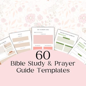 Paquete de guía de estudio bíblico Plantilla de diario de oración con indicaciones de las Escrituras Reflexión SOAP imprimible Creciendo la fe en Dios Rosa Naranja Verde