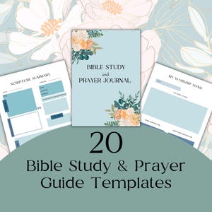 Plantilla de diario de oración de estudio bíblico de 20 páginas, versículo bíblico, impresiones SOAP, descarga instantánea, paquete de diario digital imprimible