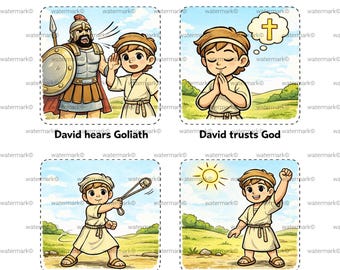 David & Goliath Bible Craft for Kids | Christian Printable Activity Pack | Preschool Sunday School Lesson | Faith Courage Activities