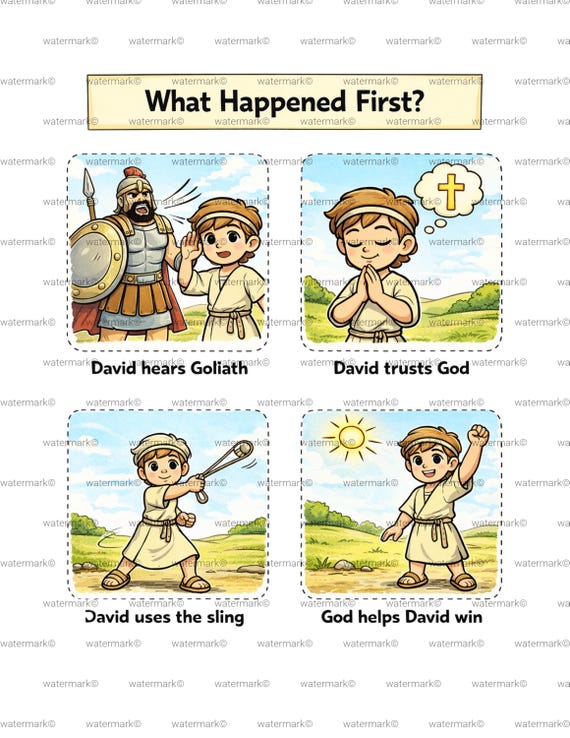 David & Goliath Bible Craft for Kids | Christian Printable Activity Pack | Preschool Sunday School Lesson | Faith Courage Activities