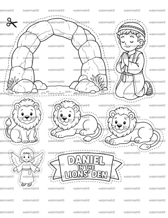 Daniel in the Lions Den Craft Printable, Bible Cut and Paste Activity, Sunday School Coloring Craft, Christian Kids PDF
