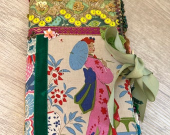 Handmade Geisha Junk Journal: Green Paper Textures