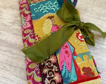 Handmade Geisha Junk Journal: Mustard Yellow, Colorful Textures