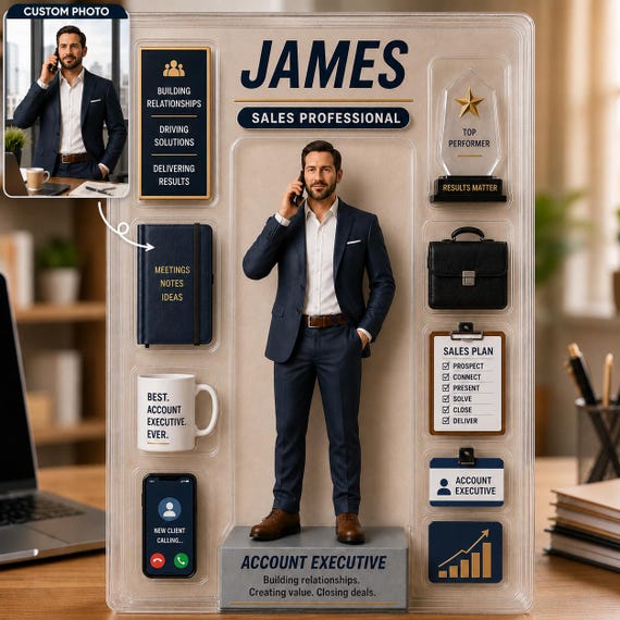 Personalized Account Executive Acrylic Block, Custom Photo Sales Professional Gift, 2D Printed Office Desk Decor, Top Performer Gift for Him