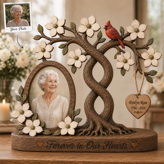 2D PRINTED Memorial Photo Wooden Block, Loss of Loved One Keepsake, Personalized Bereavement Gift, Loss Of Mom Dad Grandma Grandpa
