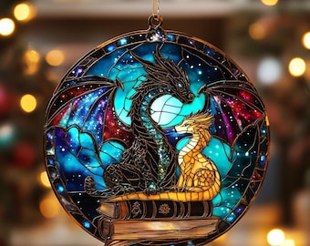 Fourth Wing Dragon acrylic  suncatcher acrylic / Ornament Book Lover Holiday Gift, Stained Glass Bookish Decor, Exchange gift for Readers