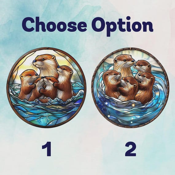 ジャック・ウッドソン 二匹のラッコ ヴィンテージ ステンドグラス