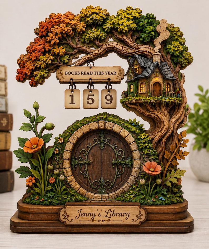 Enchanted Forest Reading Tracker | Custom Library Decor With Treehouse ...