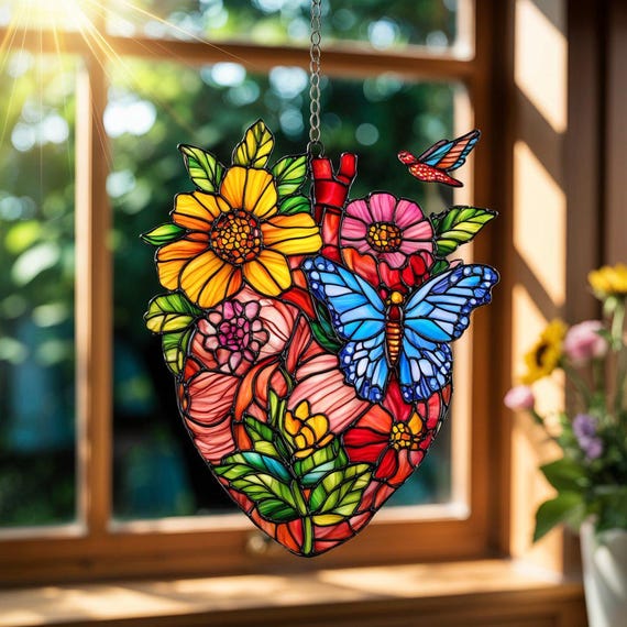 アート・デコ風 ステンドグラス 花瓶 窓 送料無料 アンティーク