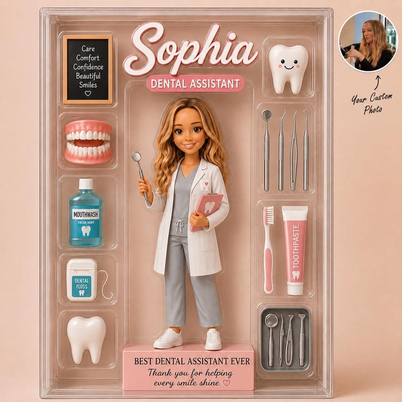 Custom Dentist Acrylic Block With Photo, Personalized Dental Doctor Desk Decor, Best Dentist Ever Gift, Smile Clinic Keepsake image 5
