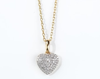 Gold Pavé Lab Grown Diamond Heart Pendant – Anniversary Gift Pendant Charm in 14K Gold, Luxury Dangle Gift for Her | Anniversary Gift