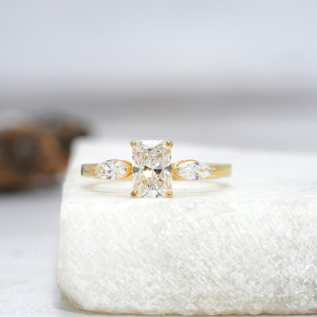 IGI Certified Radiant Cut Lab Grown Diamond Engagement Ring in 14K ...