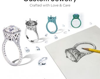 Custom Jewelry Design, Made To Order Service, Customize Jewelry, Make Your Own Ring, Your Own Designed Jewelry, Perfect Match With Your Need