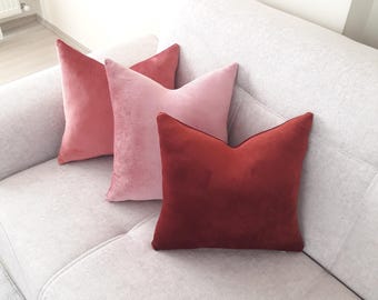 Any Size Pillowcase Pink Color Tones,Pink Velvet Pillow Covers, Throw Pillowcase, Custom Throw Pillow Covers, Decorative Pillow (Only Cover)