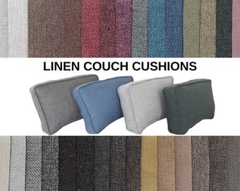 Cojín para sofá, cojines con cremallera para sofá en cualquier tamaño, cojines de lino para respaldo, cojín para asiento de sofá, cojín para respaldo de sofá (solo funda)