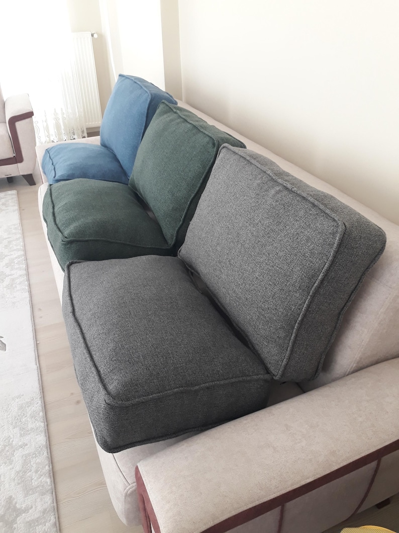 Large Cushions For Sofa Back, Big Couch Cushions, Replaceable Sofa Cushions, Couch Deep Cushions, Couch Backrest Cushions (Only Cover) image 6