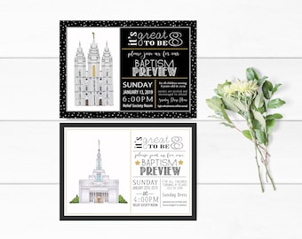 Baptism Preview Invitation - LDS - It's Great To Be Eight - 2 Styles