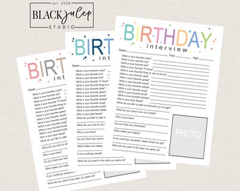 Annual Birthday Interview Questions - Template - Instant Download