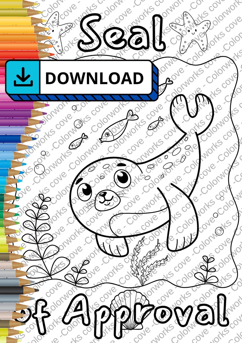 Seal of Approval Coloring Page, Under the Sea Theme, Ocean Fun, Ocean ...