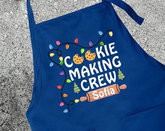 Personalized Cookie Making Crew Apron, Custom Name Apron, Christmas Apron, Christmas Cookie Apron, Cookie Apron,Christmas Gift,Kitchen Apron