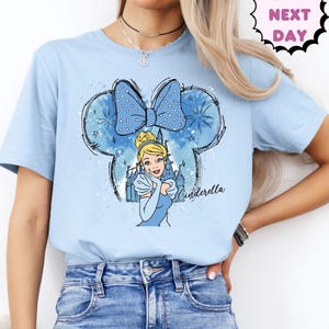 Princess Cinderella Tee,  Cinderella Watercolor Shirt, Minnie Ears Themed Shirt, Disney Matching,Disney Cinderella Shirt,Disney Castle Shirt