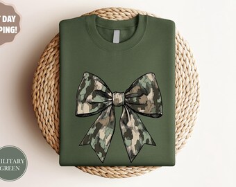 Camo Bow Sweatshirt, Camo Coquette Bow Shirt, Old School Camo Shirt, Duck Hunting Shirt, Camouflage Bow Shirt,Camo Sweatshirt, Fall Shirt