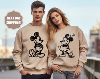 Mickey and Minnie Valentine Sweatshirt, Mickey Minnie love Sweatshirt, Mickey Sketch Hoodie,Minnie Sketch Shirt,Vintage Mickey Minnie Shirts