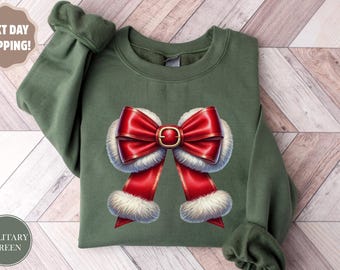 Coquette Christmas Sweatshirt, Festive Holiday Crewneck, Soft Girl Christmas Sweater, Christmas Coquette Bow Sweatshirt,Christmas Sweatshirt
