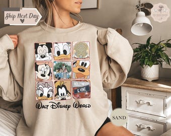 Retro Walt Disney Sweatshirt,  Disneyworld Shirt, Disney Vacation Shirt, Mickey And Friends Shirt, Retro Mickey and Friends Shirt,Disneyland