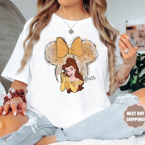 Disney Belle Shirt, Disney Castle, Watercolor, Disney Princess Belle Shirt, Minnie Mouse Head Themed, Disney Matching, Princess Belle Shirt