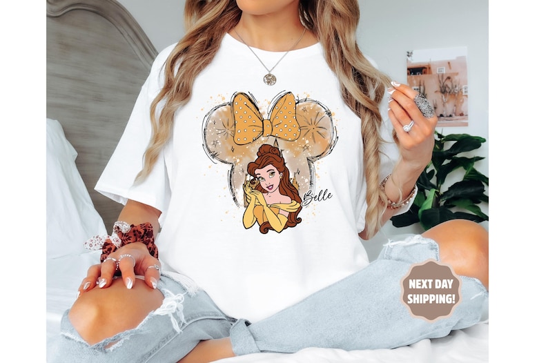 Disney Belle Shirt, Disney Castle, Watercolor, Disney Princess Belle Shirt, Minnie Mouse Head Themed, Disney Matching, Princess Belle Shirt