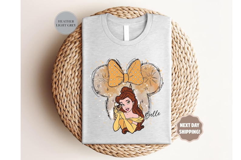Disney Belle Shirt, Disney Castle, Watercolor, Disney Princess Belle Shirt, Minnie Mouse Head Themed, Disney Matching, Princess Belle Shirt