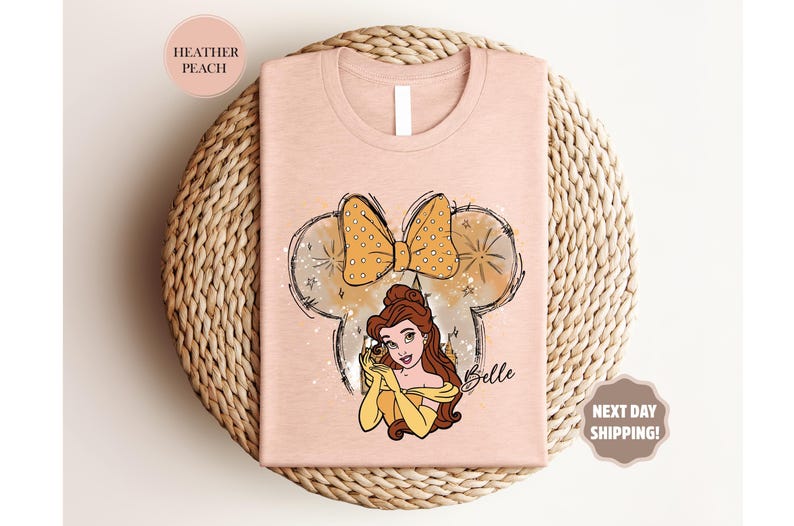 Disney Belle Shirt, Disney Castle, Watercolor, Disney Princess Belle Shirt, Minnie Mouse Head Themed, Disney Matching, Princess Belle Shirt