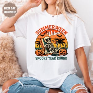 Summerween Skeleton Shirt, Summer-ween Tshirt, Spooky Summer Tee, Summer Halloween Shirt, Halloweener Gift,Year-Round Halloween,Beach Skelly image 3