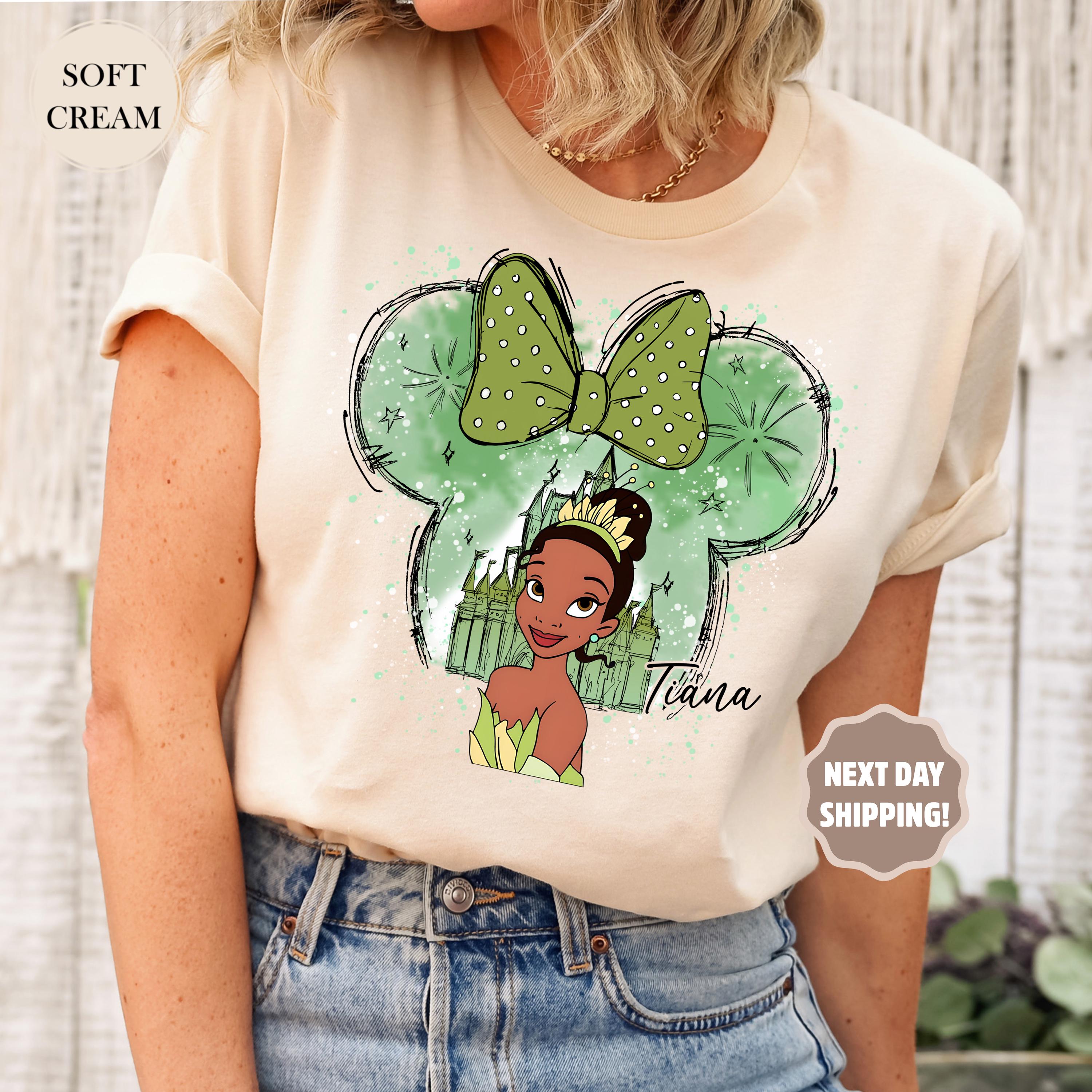 Disney Princess Tiana Castle Shirt, Disney Character Shirt, Princess Girl Shirt, Minnie Ears Tee, Watercolor Princess, Tiana Princess Shirt