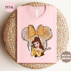 Disney Belle Shirt, Disney Castle, Watercolor, Disney Princess Belle Shirt, Minnie Mouse Head Themed, Disney Matching, Princess Belle Shirt