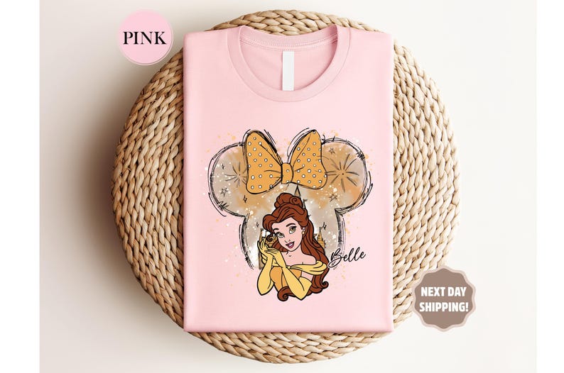 Disney Belle Shirt, Disney Castle, Watercolor, Disney Princess Belle Shirt, Minnie Mouse Head Themed, Disney Matching, Princess Belle Shirt