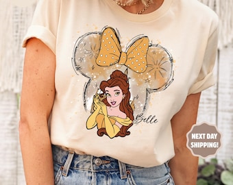 Disney Princess Belle Shirt, Disney Girls Trip, Disney Minnie Ears Belle Tee,Princess Belle Shirt,Disney Princess Shirt, Disney Castle Shirt
