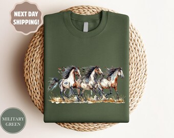 Western Horses Sweatshirt, Cute Western Horses Shirt,Horse Lovers Holiday Gift,Trendy Western Gift,Cowgirl Gift,Cute Women Gift,Cowboy shirt