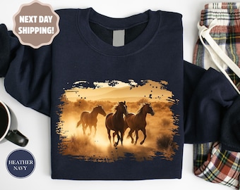 Western Horses Sweatshirt, Cute Western Horses Shirt, Horse Lovers Holiday Gift, Trendy Western Gift, Cute Women Gift, Cowgirl Gift