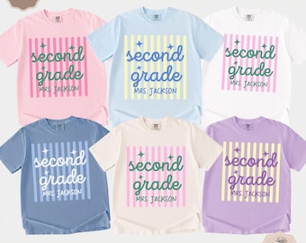 Comfort Colors Custom Second Grade Teacher Shirt, Gift For New Teacher, 2nd Grade Teacher Team Shirts, Personalized Second Grade Shirt